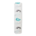 Lulujo Lulujo Muslin Swaddle Bamboo Whales 47" x 47"