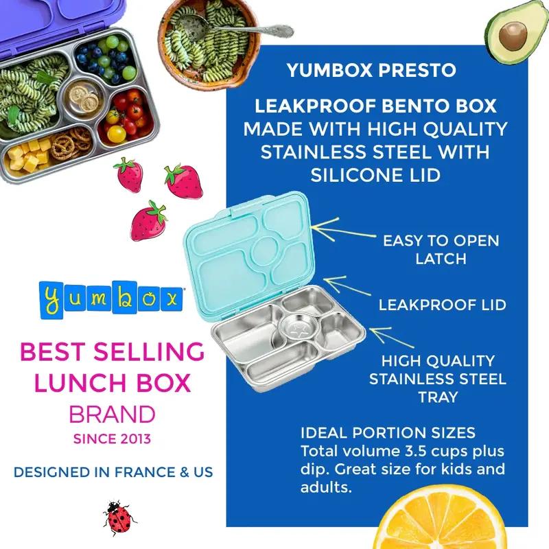 Yumbox Yumbox Presto Stainless  Santa Fe Blue 5 Compartments