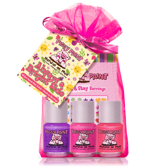 Piggy Paint Piggy Paint Always a Bright Side 3 polish & Stick-on Earrings