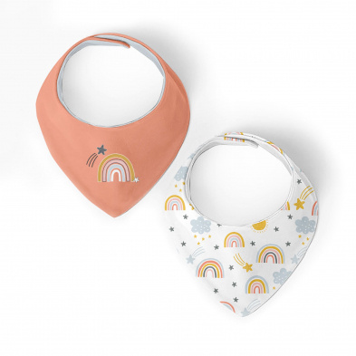 Kushies Kushies Dribble Bib Bandana Rainbow 2pk 6m+