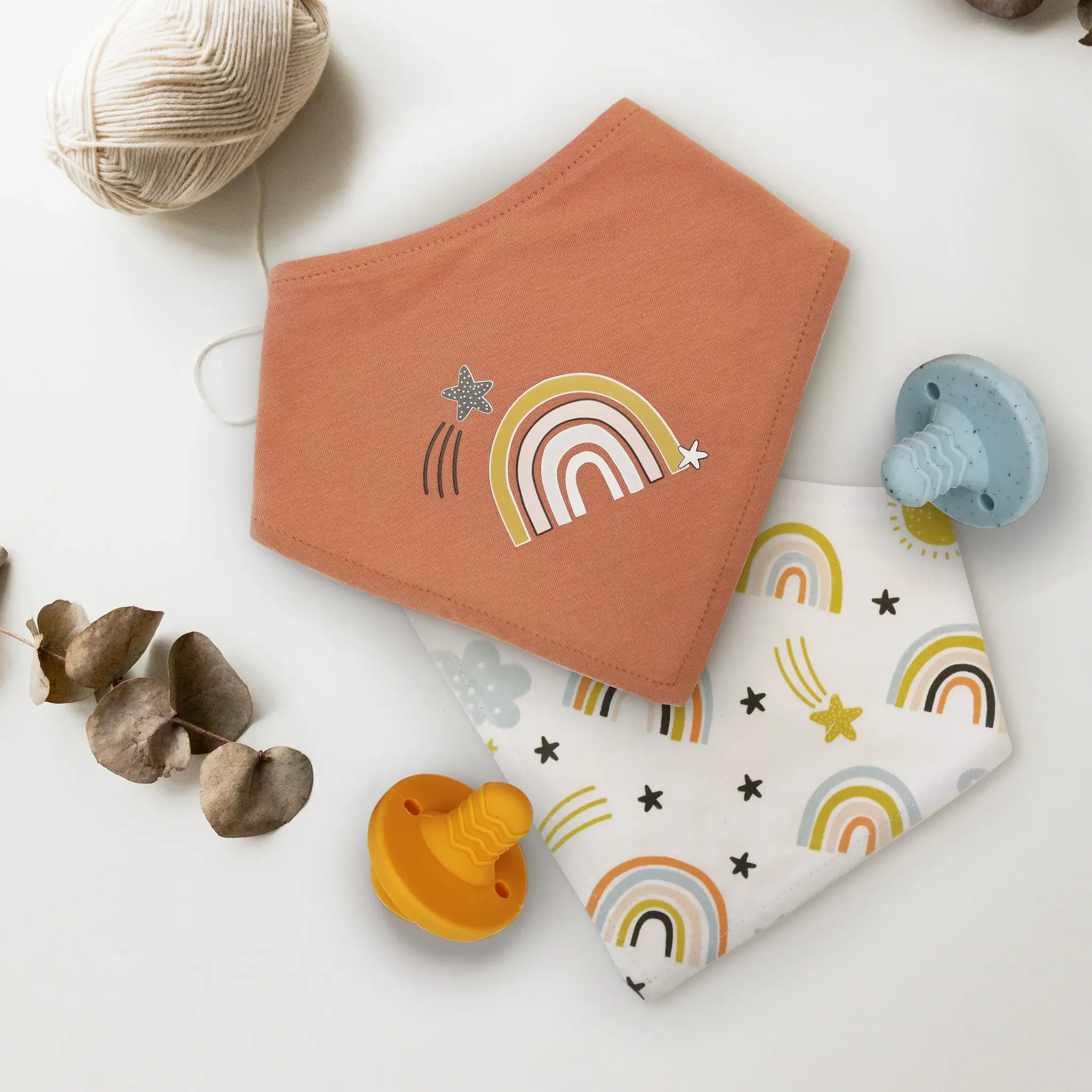 Kushies Kushies Dribble Bib Bandana Rainbow 2pk 6m+