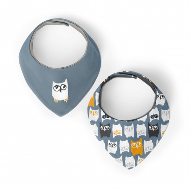 Kushies Kushies Dribble Bib Bandana Owl 2pk 6m+