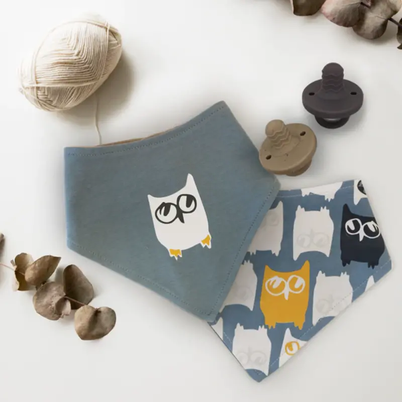 Kushies Kushies Dribble Bib Bandana Owl 2pk 6m+