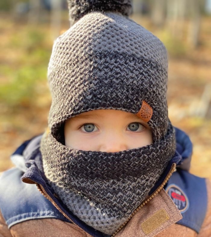 CaliKids Calikids Hat w/PomPom Grey Combo