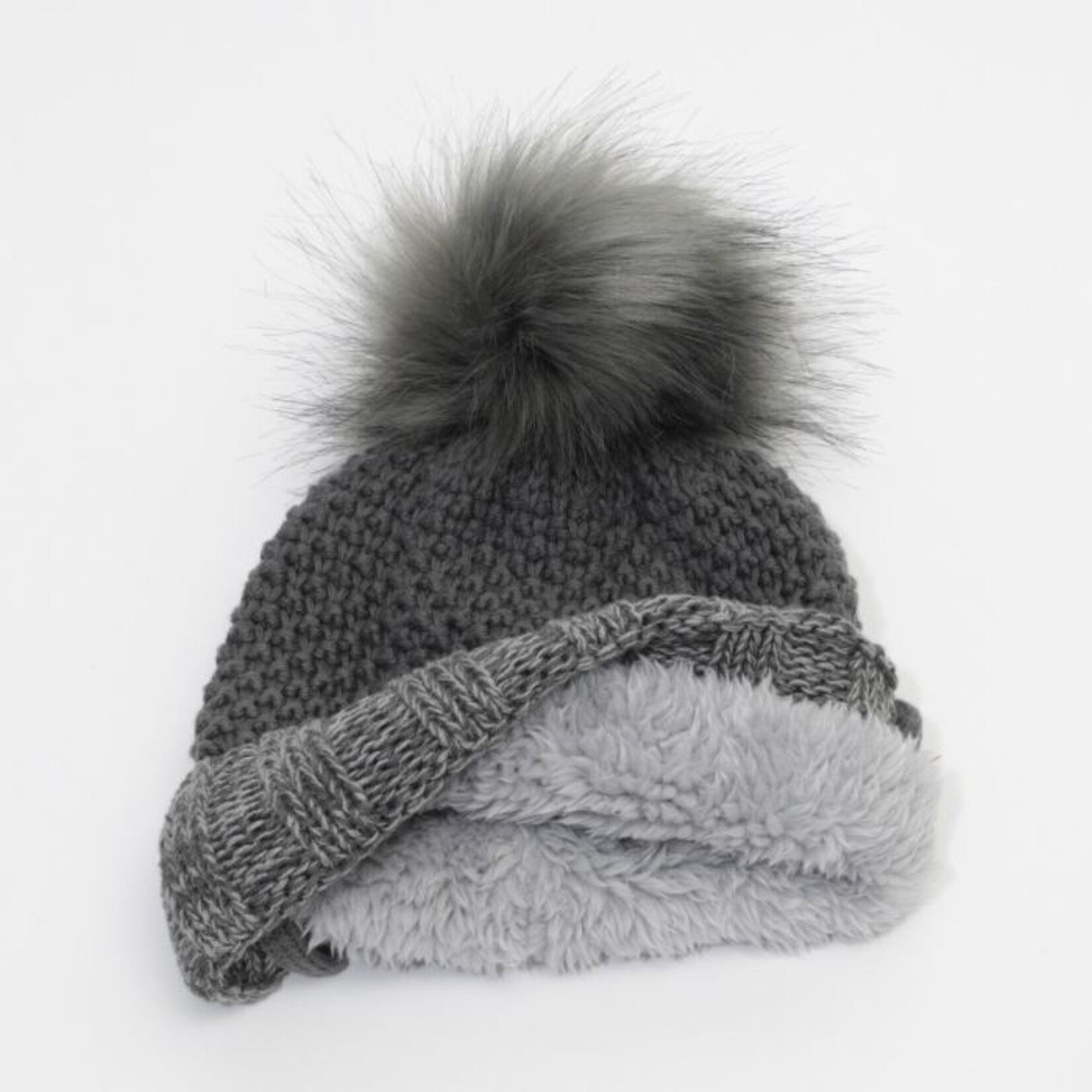 CaliKids Calikids Knit Fur PomPom Hat Cream