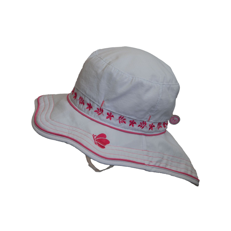 CaliKids Calikids Bucket Sun Hat Back Flap Quick Dry White/Pink