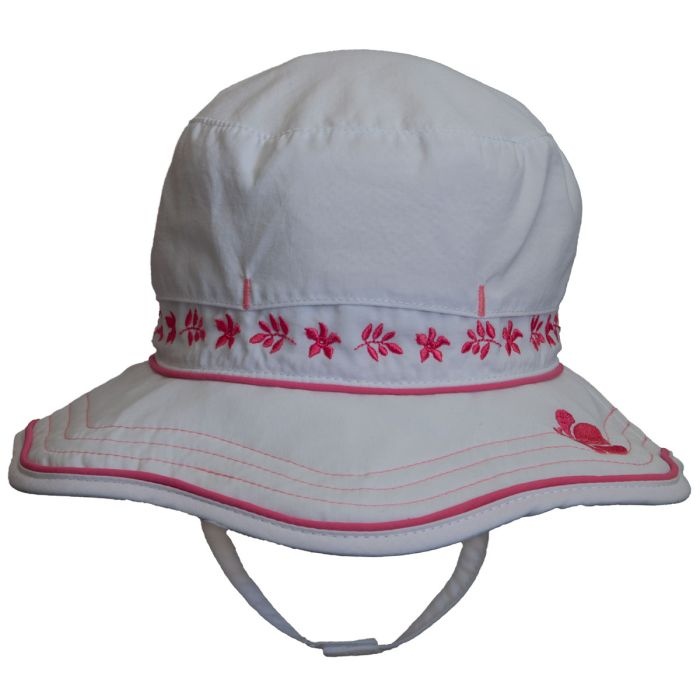 CaliKids Calikids Bucket Sun Hat Back Flap Quick Dry White/Pink