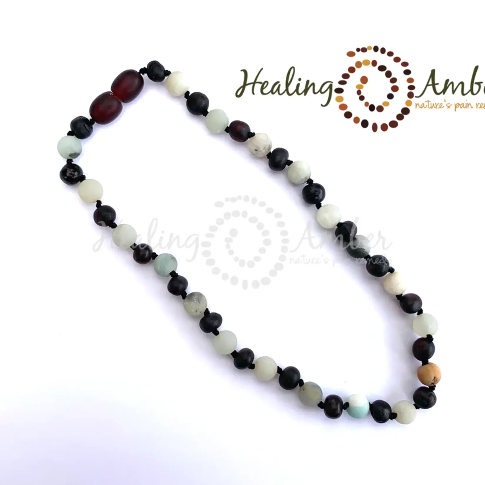 Healing Amber Healing Amber Gemstone Necklace Molasses Amber/Amazonite