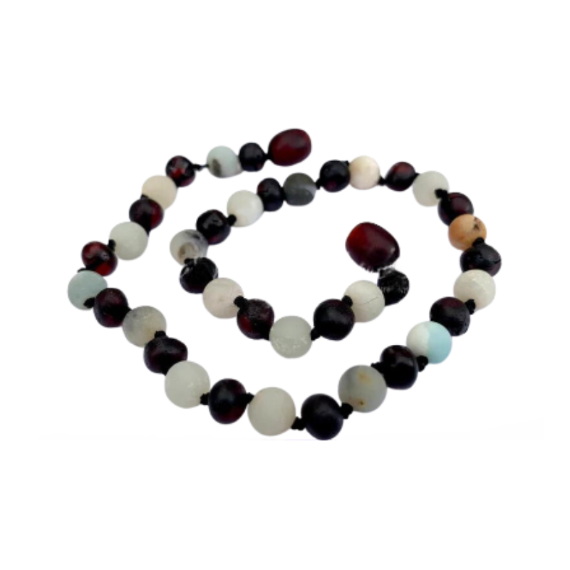 Healing Amber Healing Amber Gemstone Necklace Molasses Amber/Amazonite