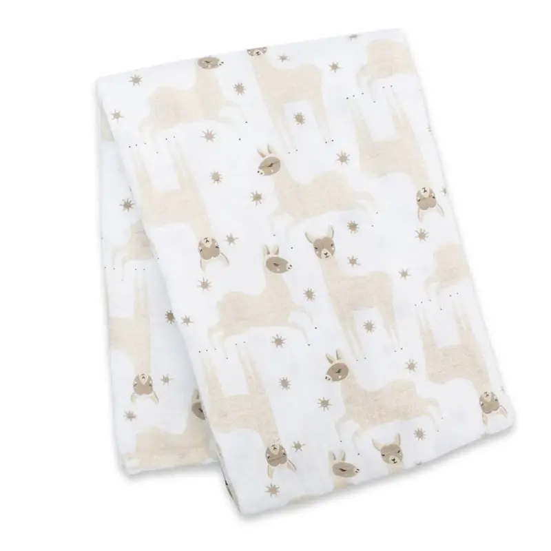 Lulujo Lulujo Muslin Swaddle Cttn/Llama 47" x 47"