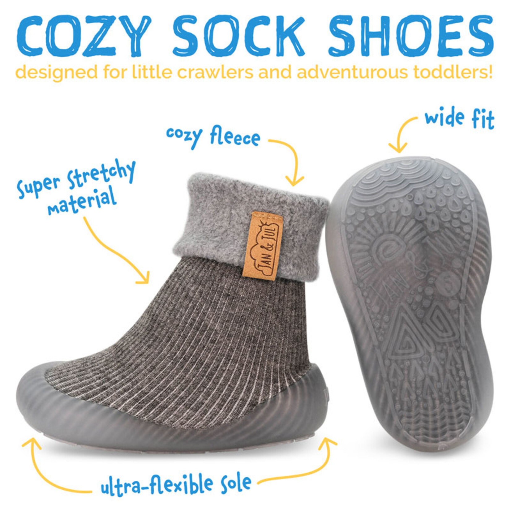 Jan & Jul Jan & Jul Cozy Sock Shoe Dark Grey