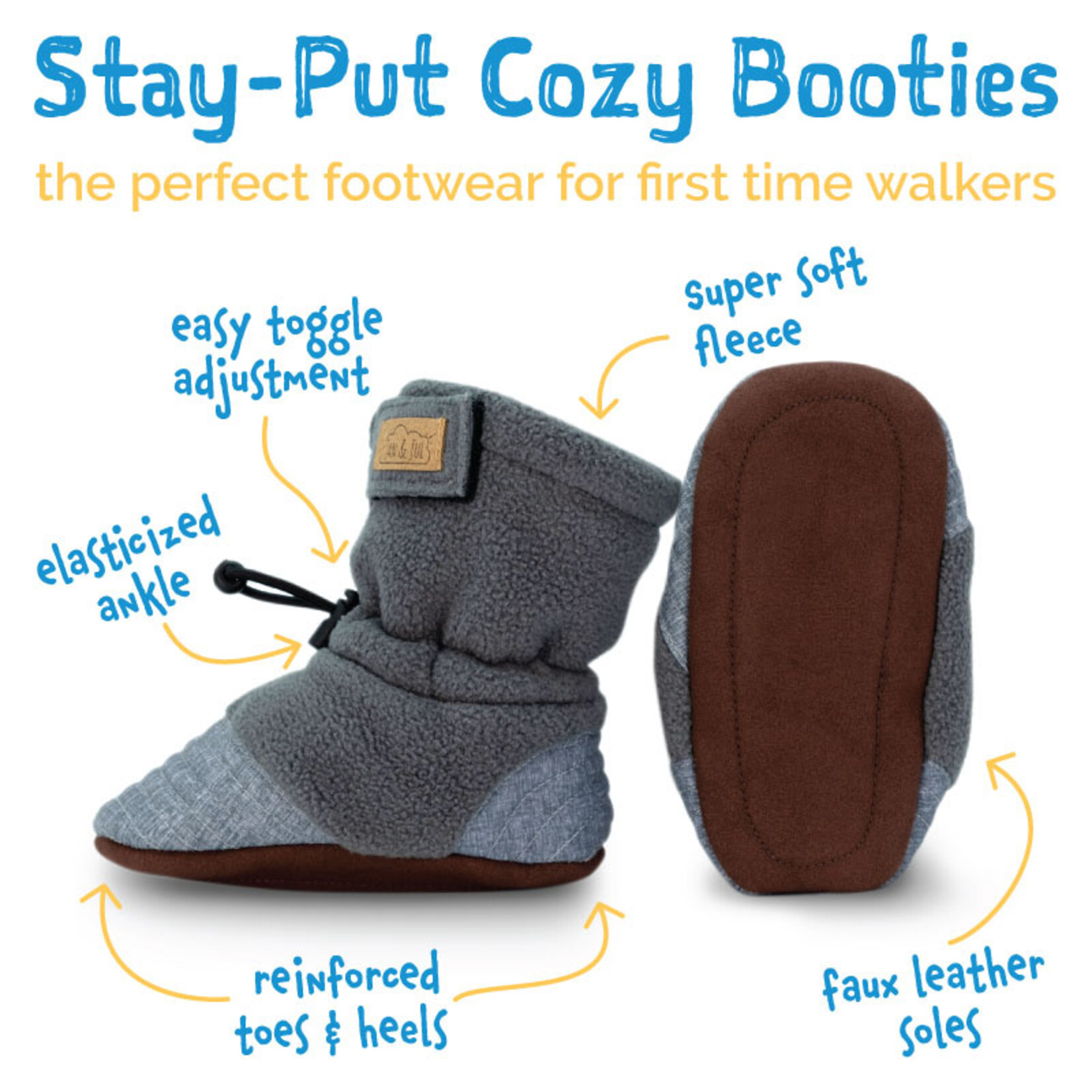 Jan & Jul Jan & Jul Stay Put Cozy Booties Grey Heather