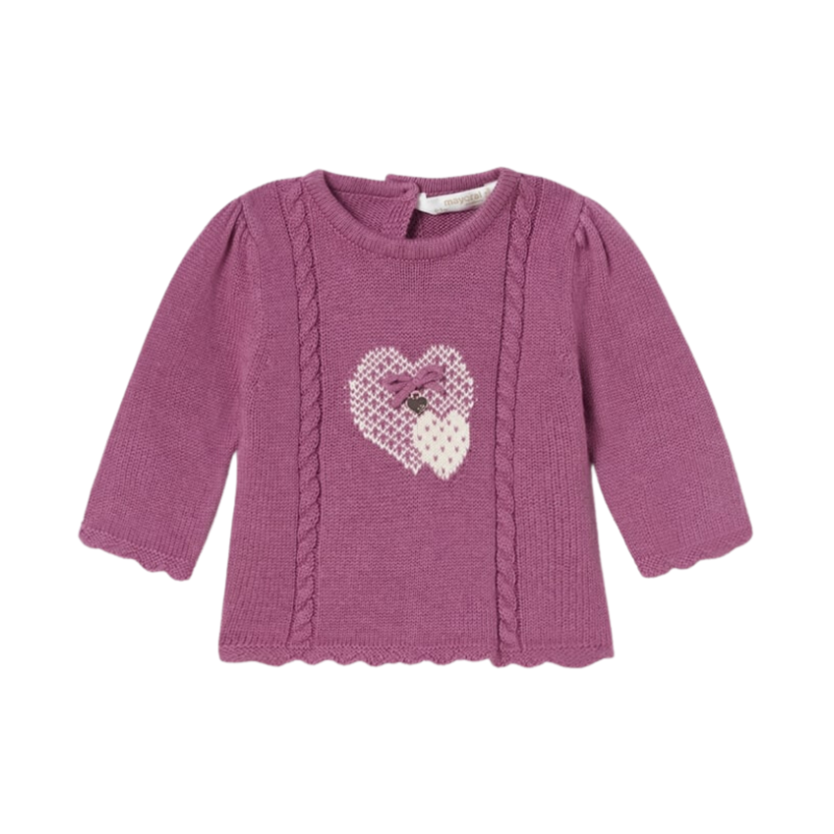 Mayoral Mayoral Knit Sweater Heart Eggplant
