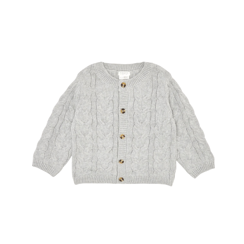 Petit Lem Petit Lem Cable Knit Cardigan Grey Heather