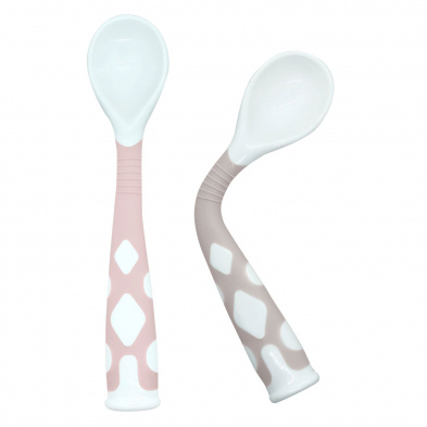 Kushies Kushies Silibend Spoon 2pk Sand/Pink