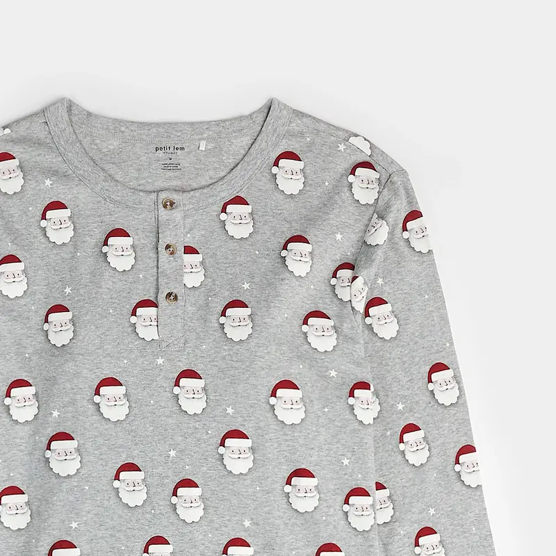 Petit Lem Adult Xmas PJ s Men s Santa Heather Grey Kiddin Around Children s Store