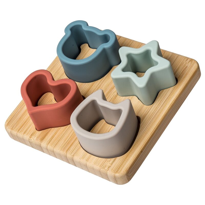 Mary Meyer Mary Meyer Simply Silicone Bamboo Shape Sorter 4x4"