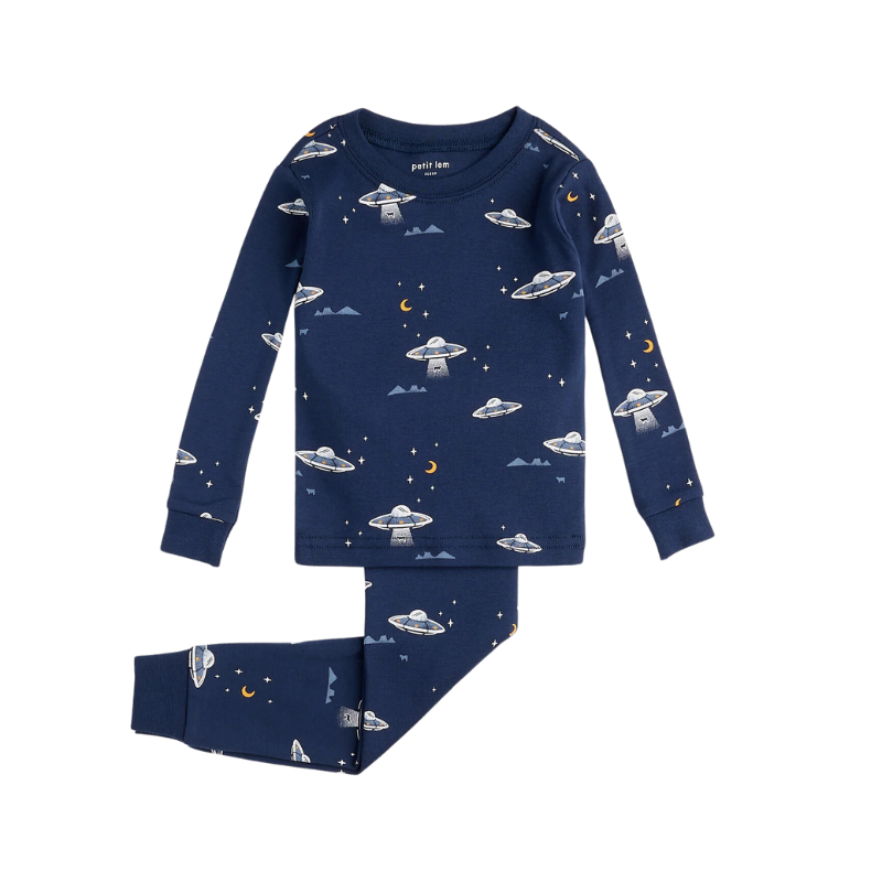 Petit Lem Petit Lem LS 2pc AOP UFOs Navy