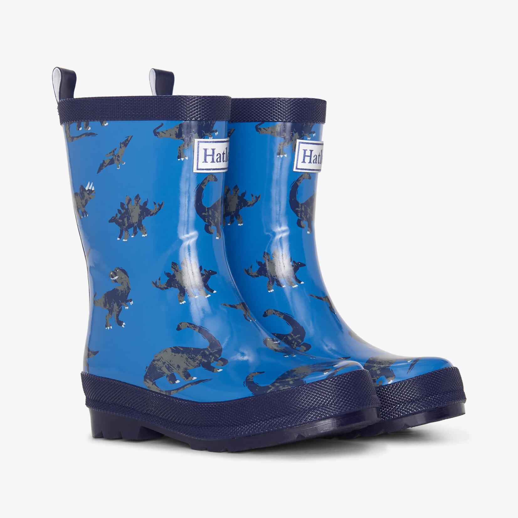 Hatley Hatley Shiny Rain Boots Dino Stamp Classic Blue
