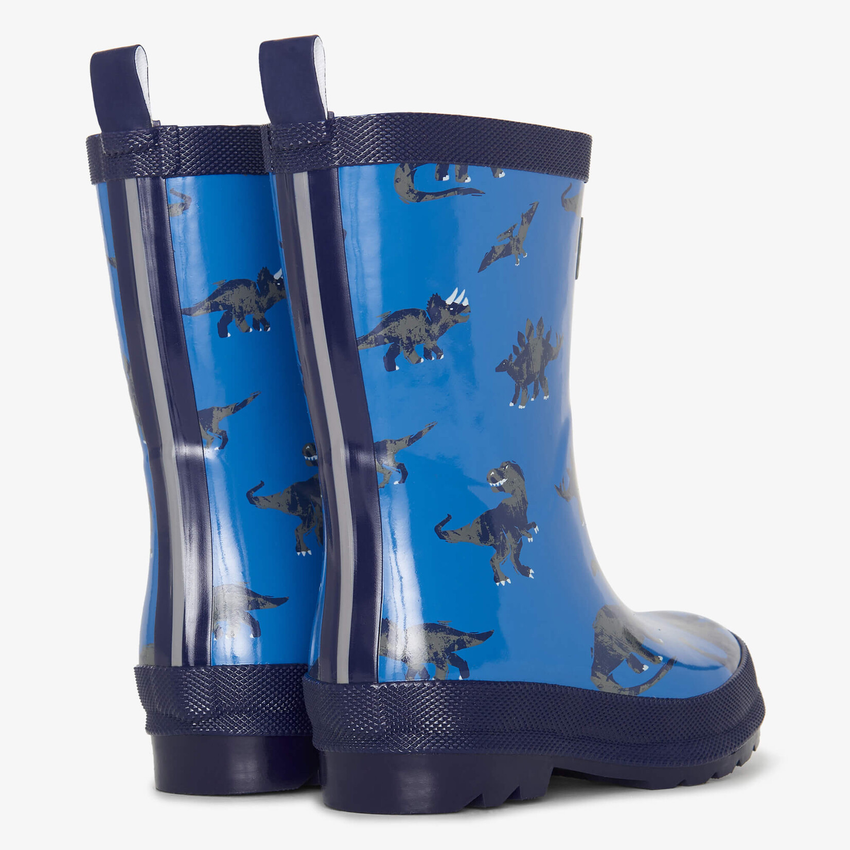 Hatley Hatley Shiny Rain Boots Dino Stamp Classic Blue