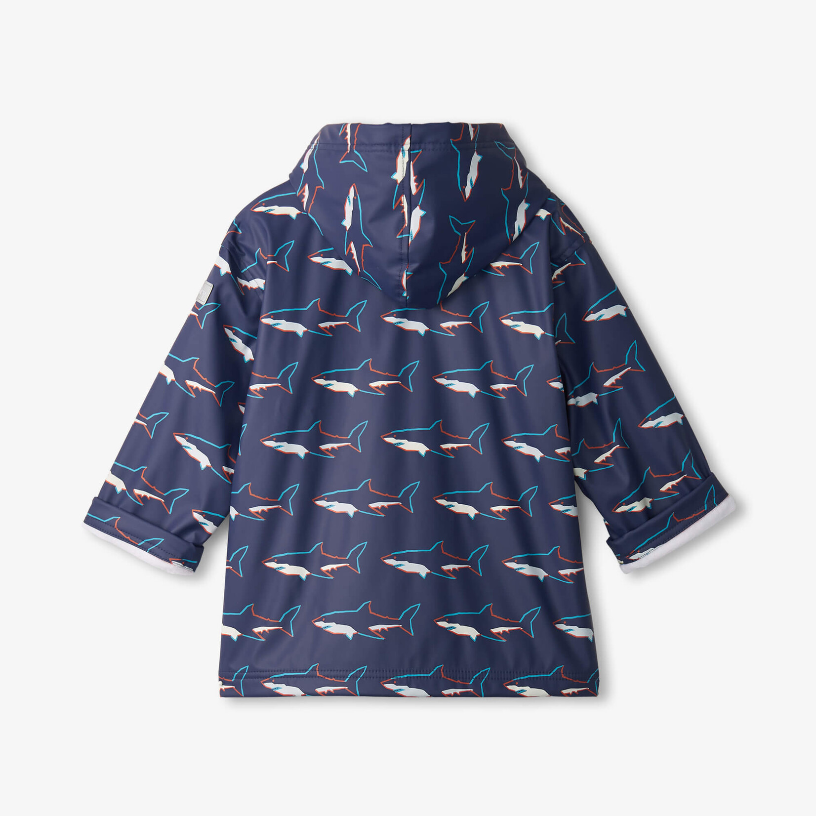 Hatley Hatley Zip Up Rain Jacket Colour Change Sharks Blue