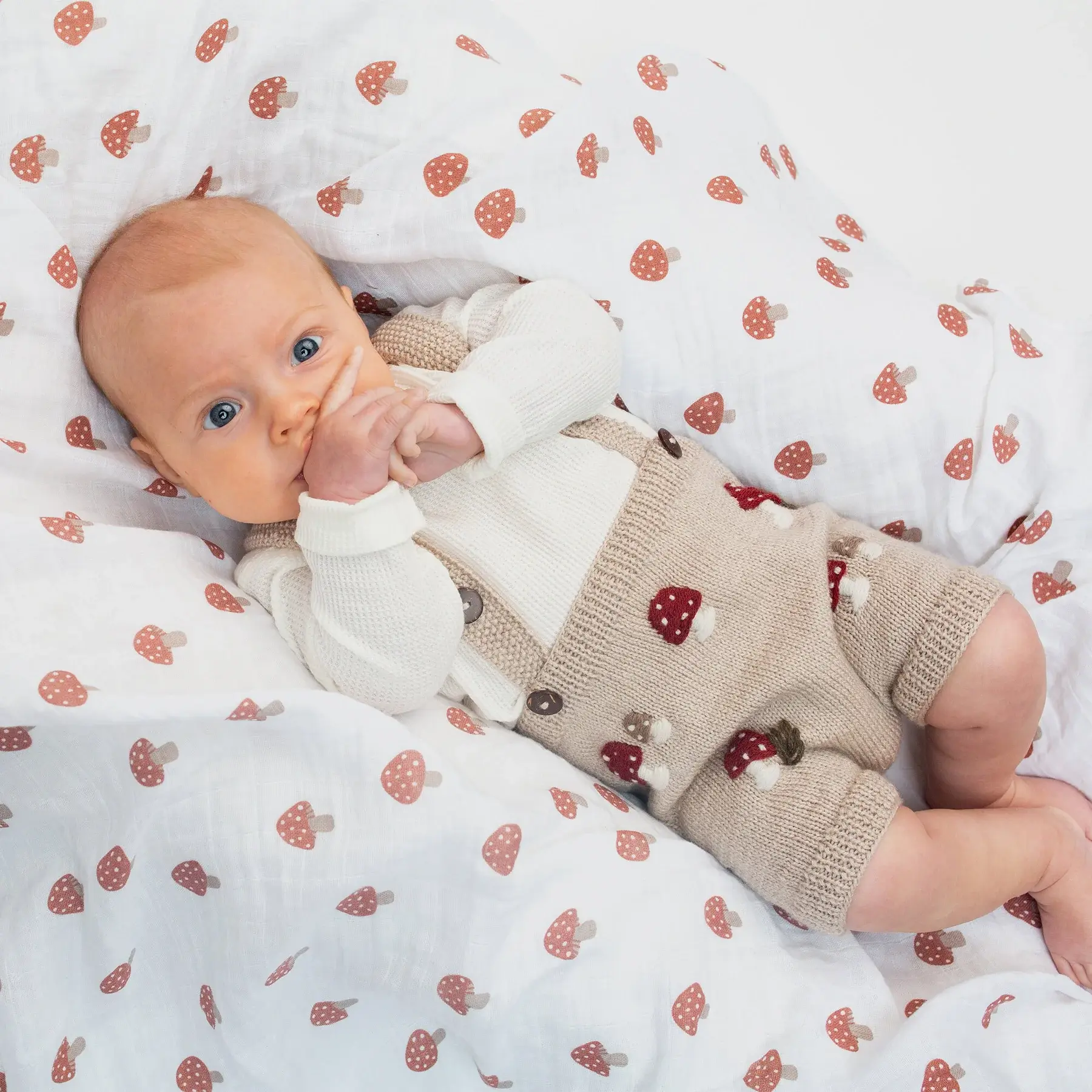 Lulujo Lulujo Muslin Swaddle Mushrooms 40" x 40"