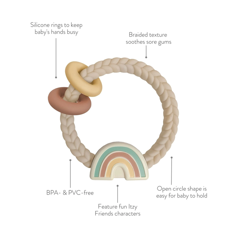 Itzy Ritzy Itzy Ritzy Rattle Silicone Teether Neutral Rainbow