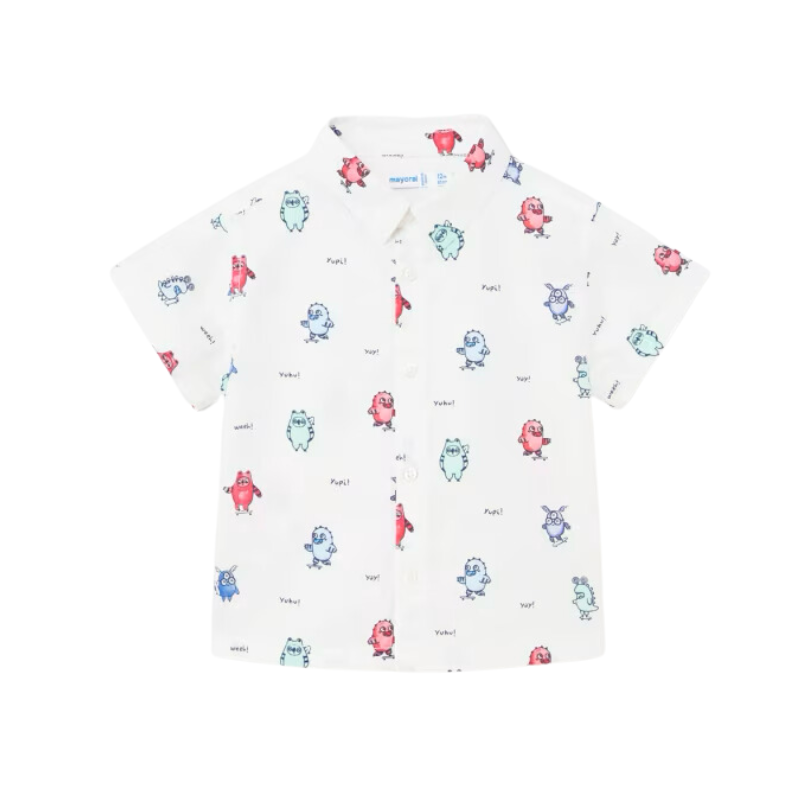 Mayoral Mayoral Button Tshirt AOP Animals White/Watermelon