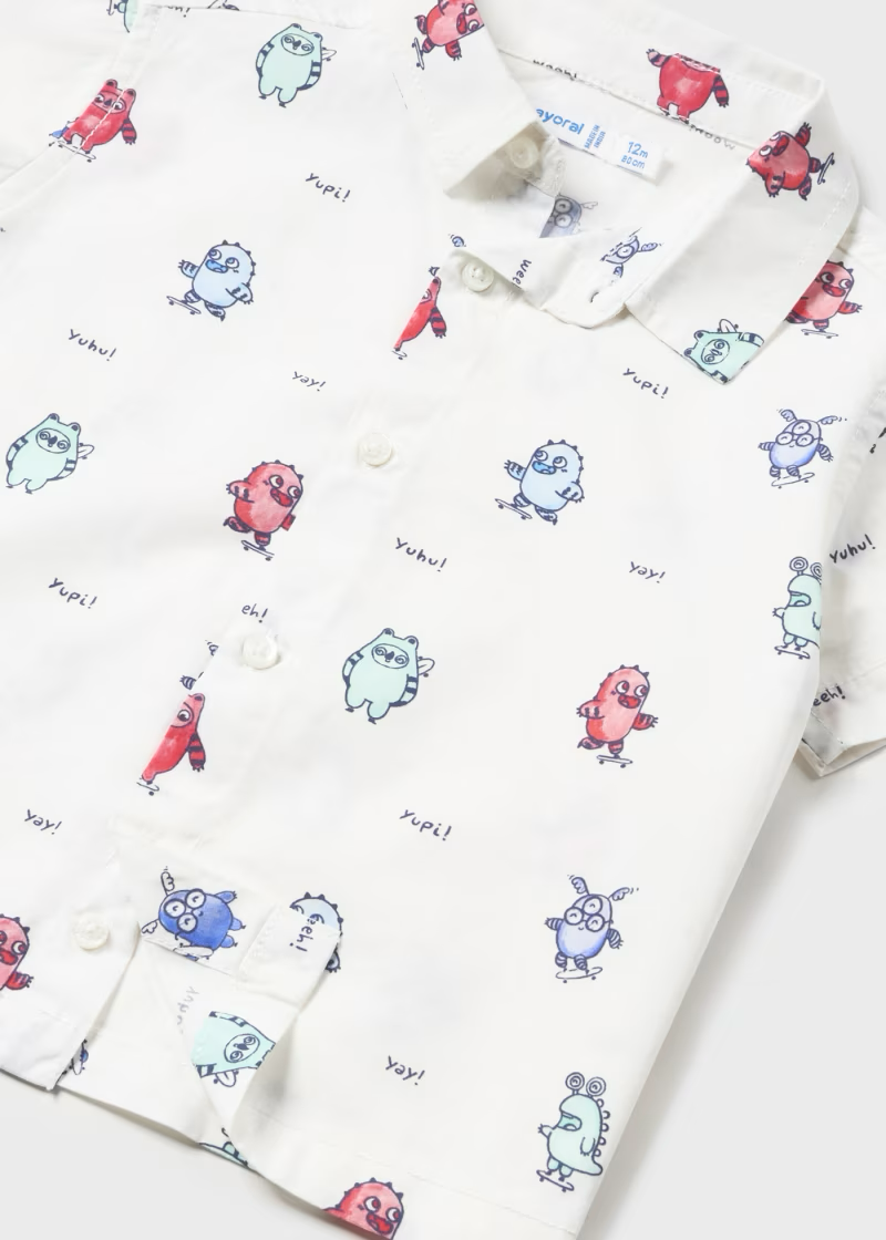 Mayoral Mayoral Button Tshirt AOP Animals White/Watermelon