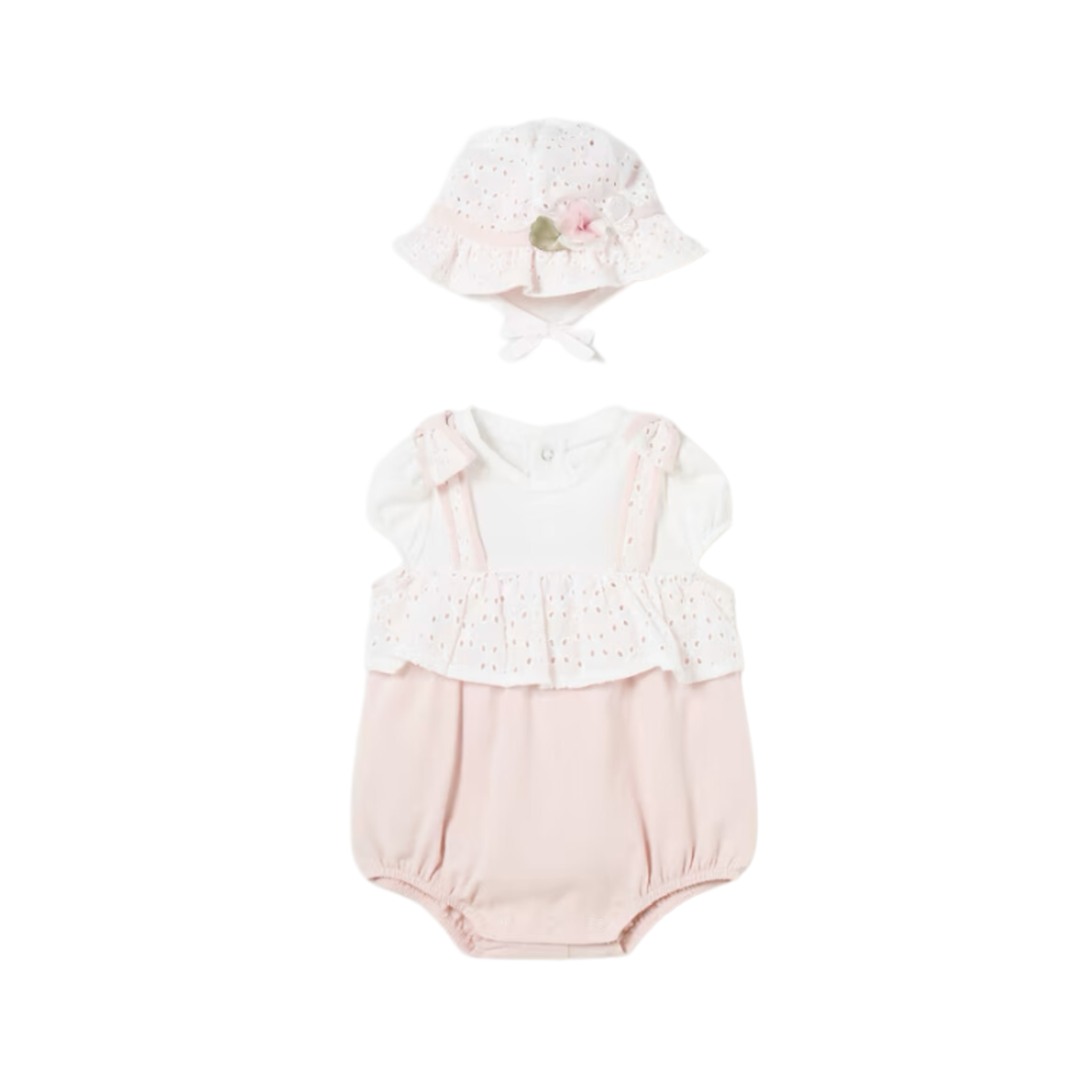 Mayoral Mayoral 2pc Overall w/ Hat Pink/Nude