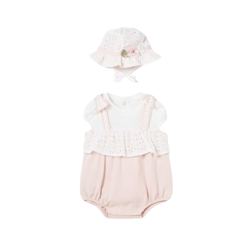 Mayoral Mayoral 2pc Overall w/ Hat Pink/Nude