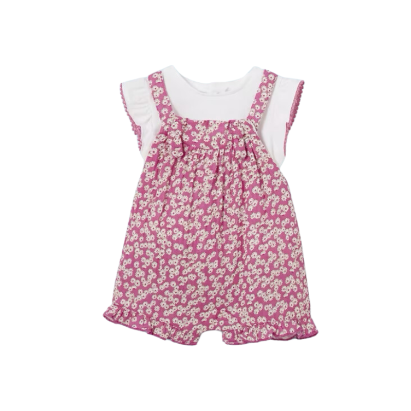 Mayoral Mayoral 2pc Top/ AOP Shortall Pink/White