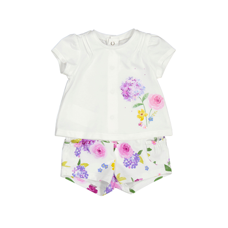 Mayoral Mayoral 2pc AOP Floral Short w/ White Shirt