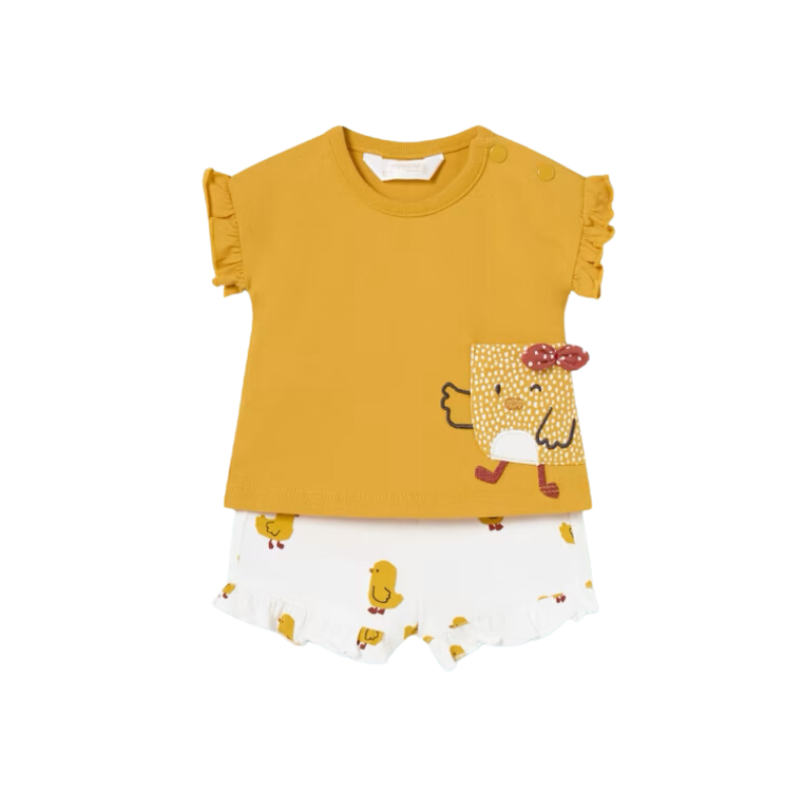 Mayoral Mayoral 2pc Ducky Shirt w/ AOP Ducky Shorts Corn