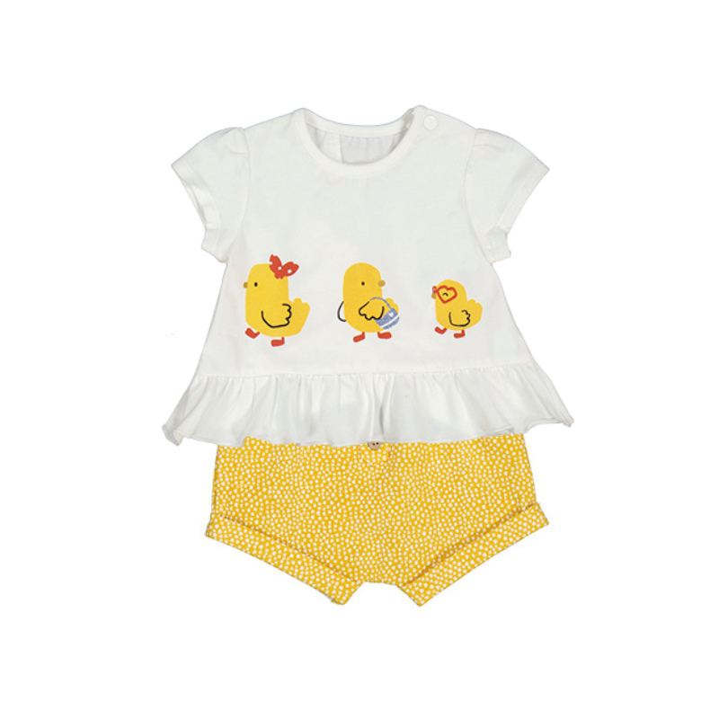 Mayoral Mayoral 2pc White Ducky Shirt w/ Shorts Corn