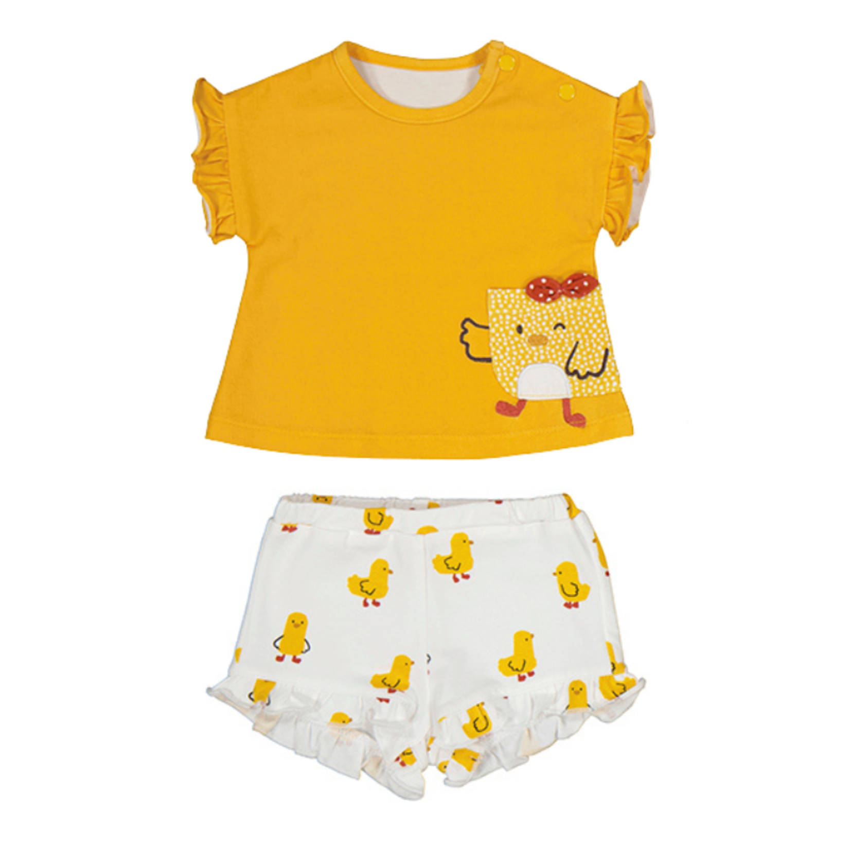 Mayoral Mayoral 2pc Ducky Shirt w/ AOP Ducky Shorts Corn