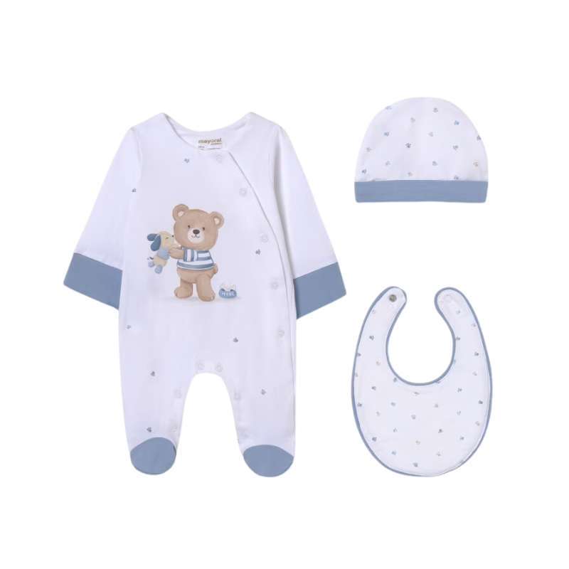 Mayoral Mayoral 3pc Onesie Set White/Niagara