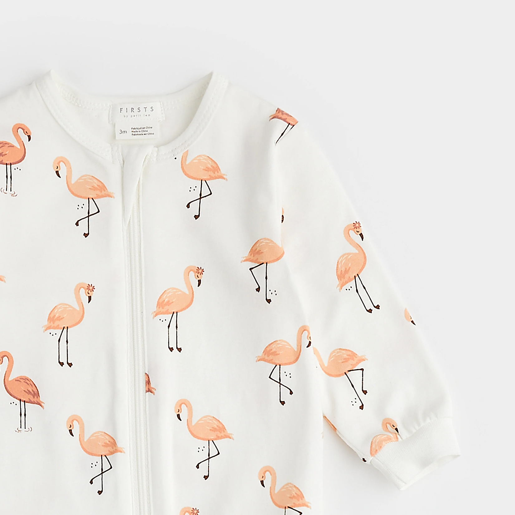Petit Lem Petit Lem Onesie AOP Flamingos White