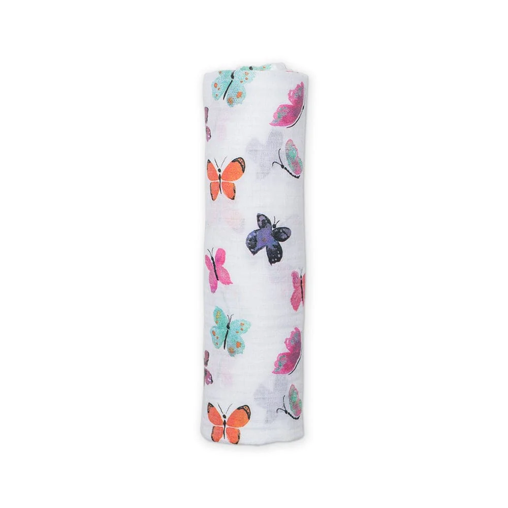 Lulujo Lulujo Muslin Swaddle Cotton Butterfly 47" x 47"