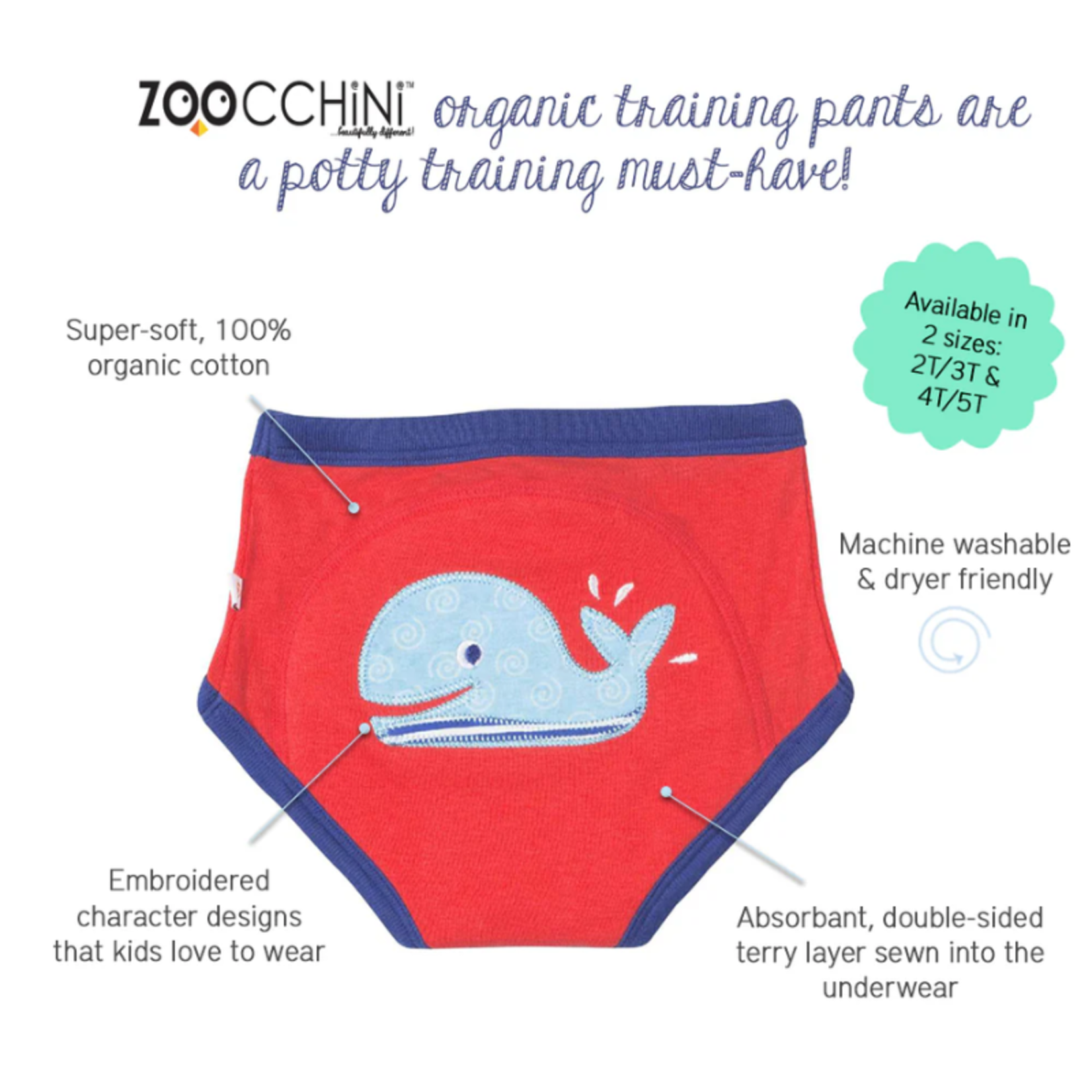 Zoocchini Zoocchini Organic Cotton Training Pant Blue Dino
