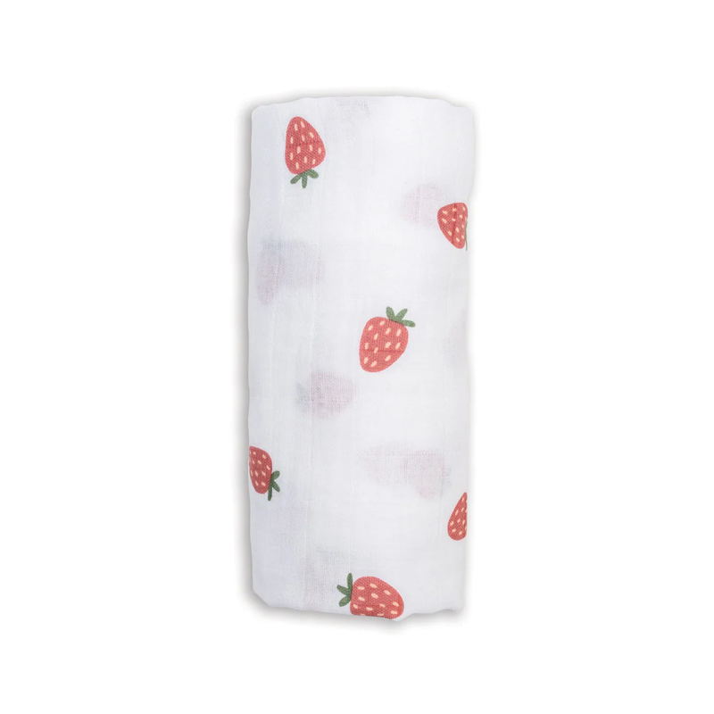 Lulujo Lulujo Muslin Swaddle Strawberries 40" x 40