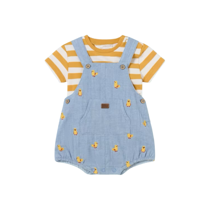 Mayoral Mayoral 2pc Denim Dungaree Set Corn/Yellow