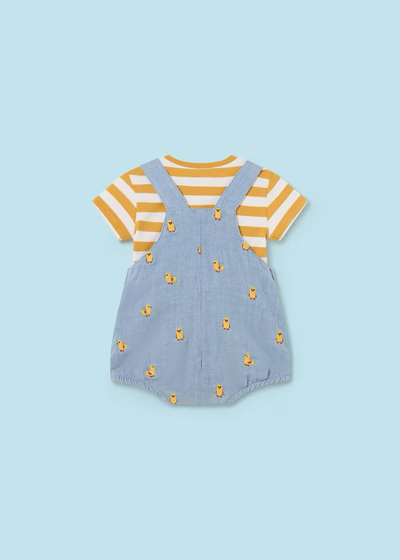 Mayoral Mayoral 2pc Denim Dungaree Set Corn/Yellow