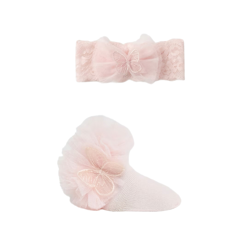 Mayoral Mayoral 2pc Sock w/Headband Set Nude/Pink