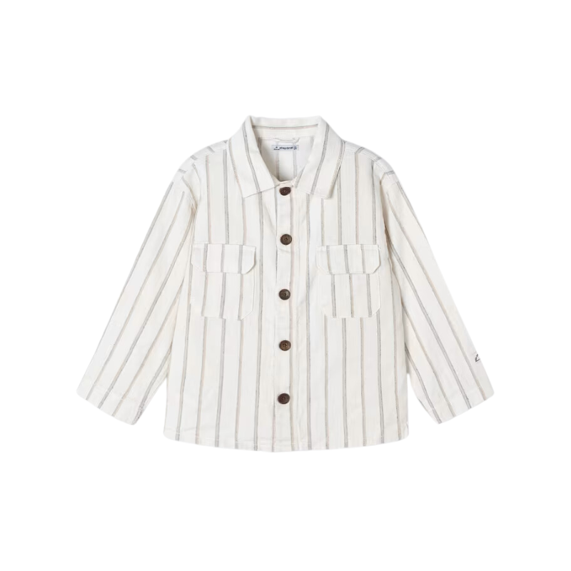 Mayoral Mayoral L/S Button Shirt Striped Milk/Beige