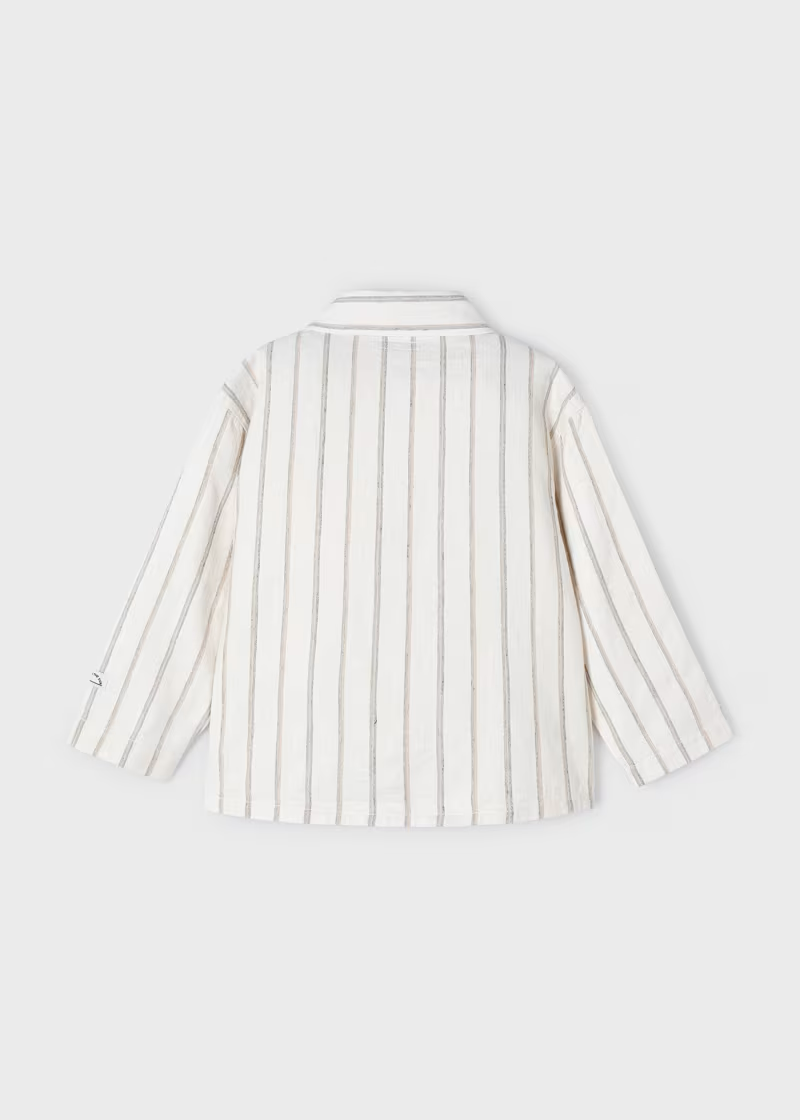 Mayoral Mayoral L/S Button Shirt Striped Milk/Beige