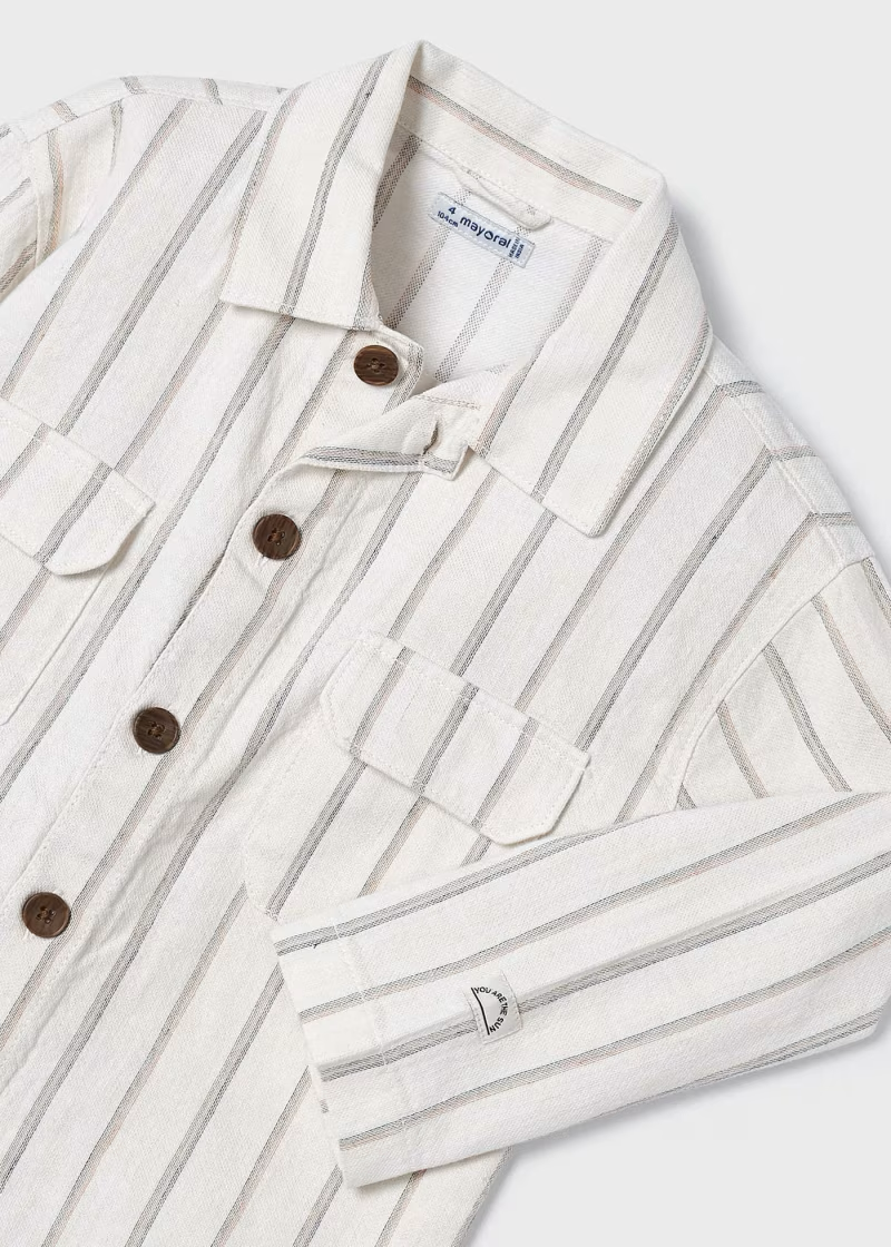 Mayoral Mayoral L/S Button Shirt Striped Milk/Beige