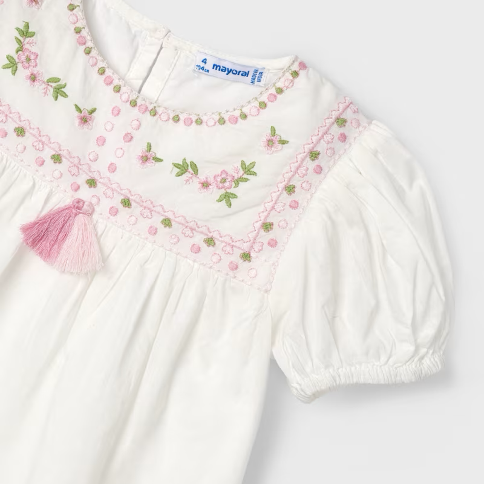 Mayoral Mayoral Embroidered Blouse Blush/White