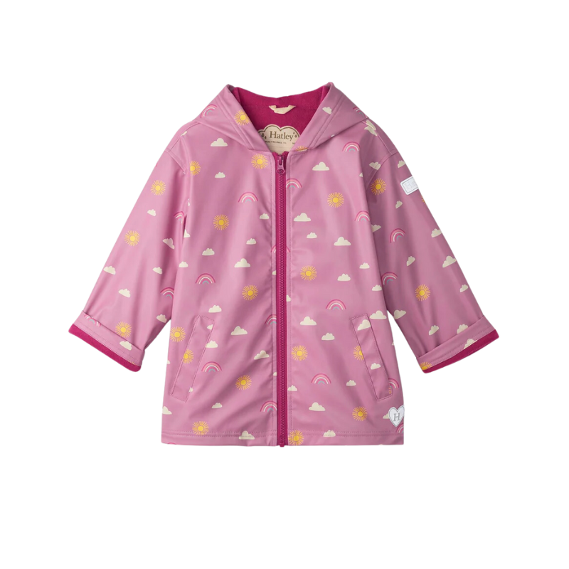 Hatley Hatley Zip Up Rain Jacket Sun Charms Mauve Orchid