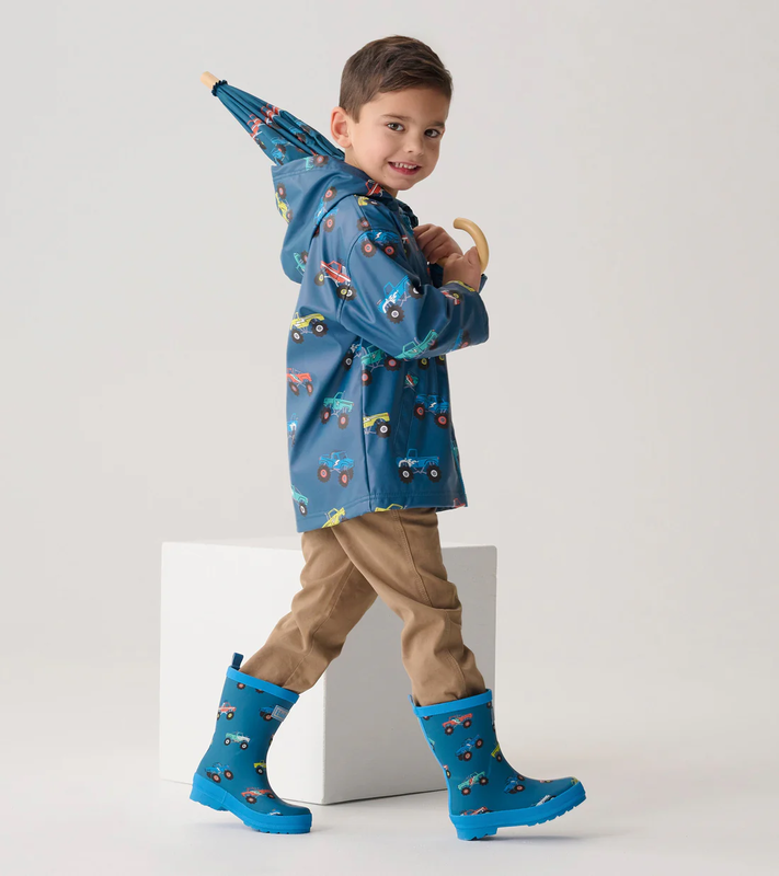 Hatley Hatley Matte Rain Boots Monster Trucks Moroccan Blue